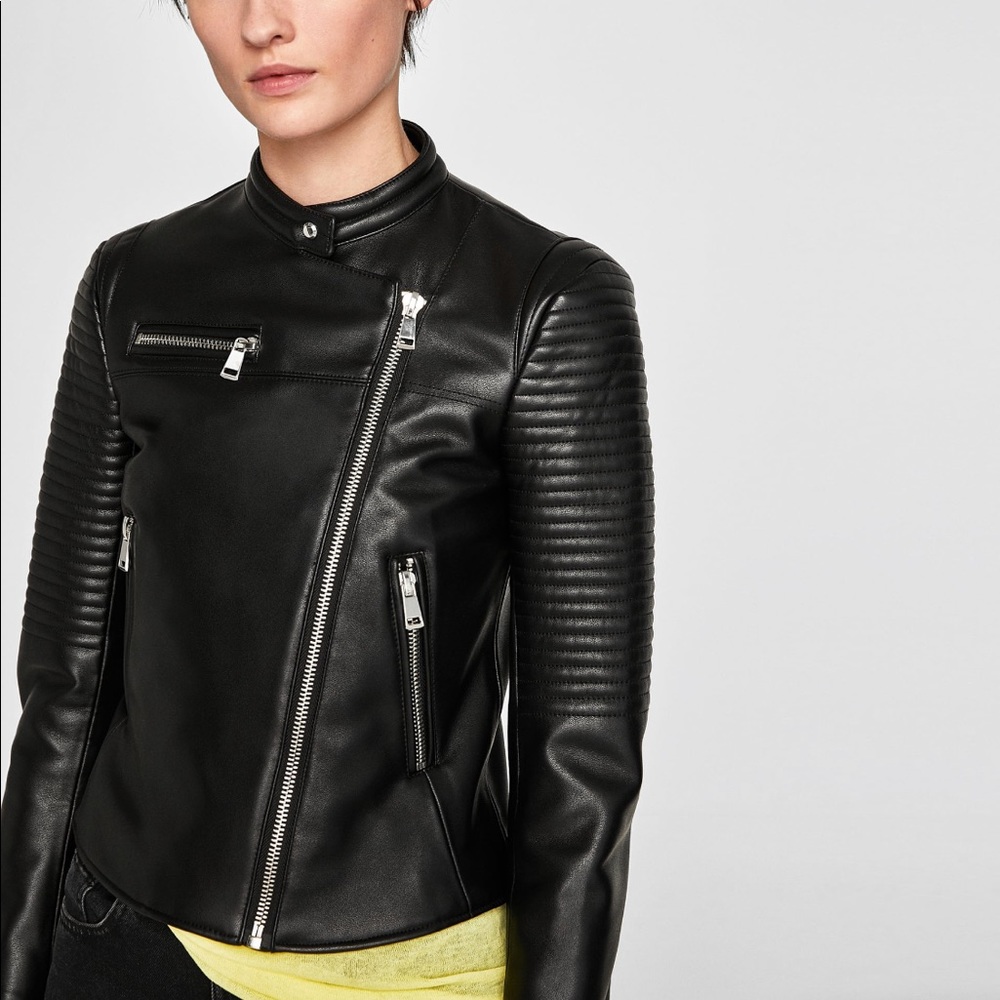 Faux leather biker jacket